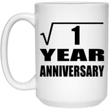 1st Anniversary Square Root of 1 Year Anniversary - 15oz Coffee Mug