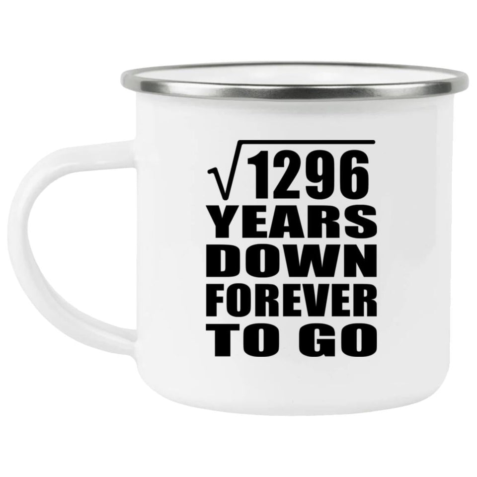36th Anniversary Square Root of 1296 Years Down Forever To Go - 12oz Camping Mug
