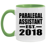 Paralegal Assistant Established EST. 2018 - 11oz Accent Mug Green