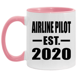 Airline Pilot Established EST. 2020 - 11oz Accent Mug Pink