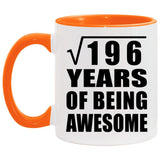 14th Birthday Square Root of 196 Years of Being Awesome - 11oz Accent Mug Orange