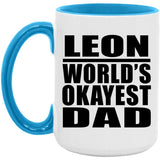 Leon World's Okayest Dad - 15oz Accent Mug Blue
