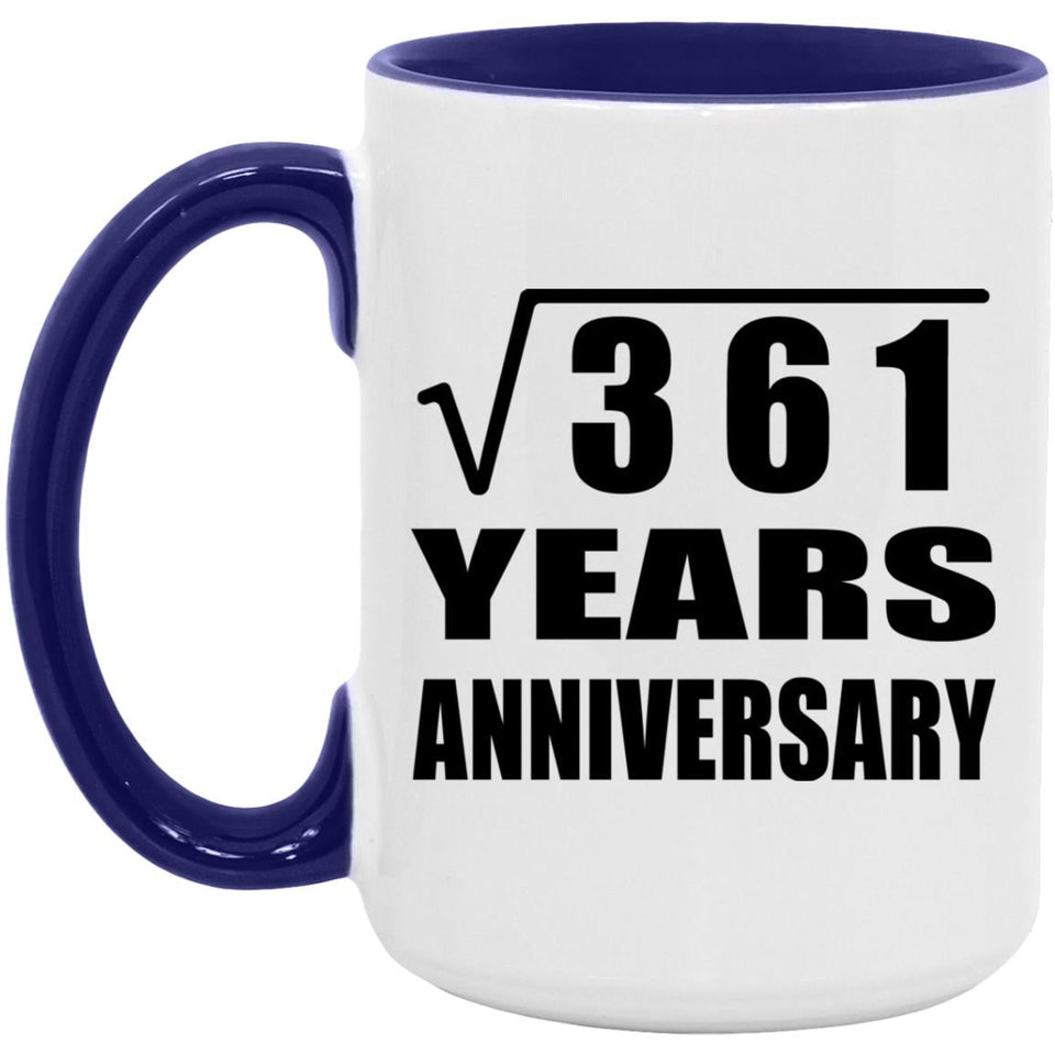 19th Anniversary Square Root of 361 Years Anniversary - 15oz Accent Mug Purple