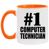 Number One #1 Computer Technician - 11oz Accent Mug Orange