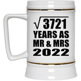 61st Anniversary Square Root of 3721 Years As Mr & Mrs 2022 - Beer Stein
