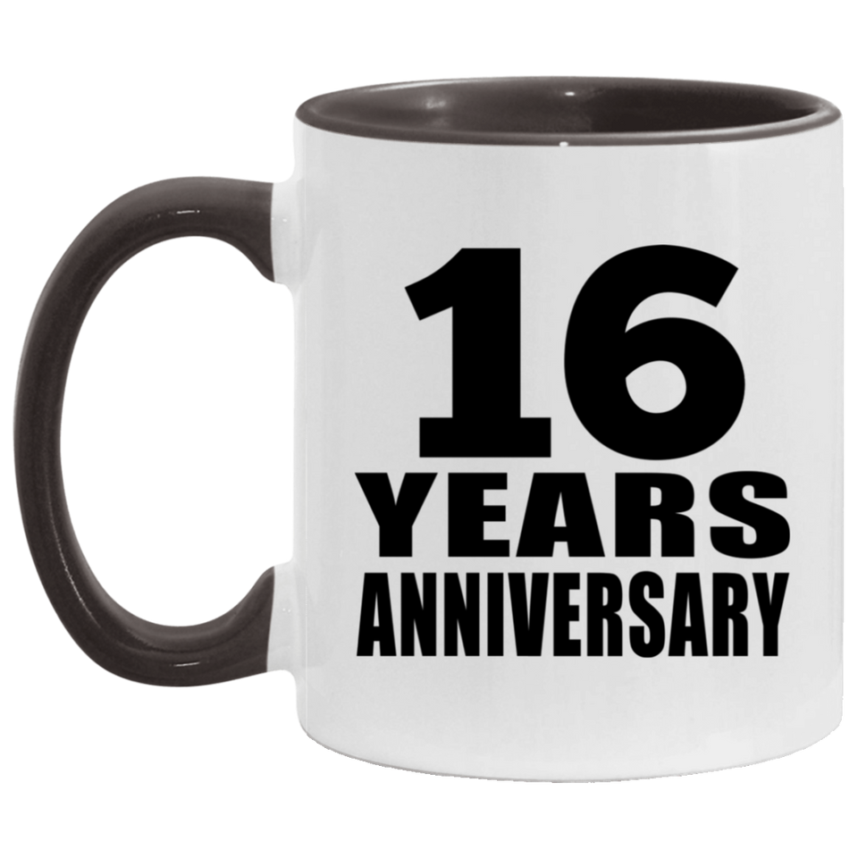 16th Anniversary 16 Years - 11oz Accent Mug Black
