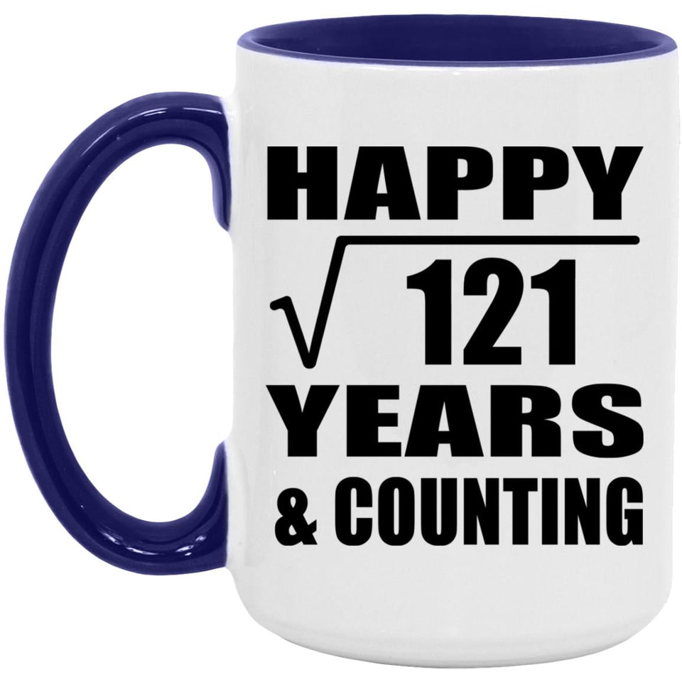 Happy 11th Anniversary Square Root of 121 Years & Counting - 15oz Accent Mug Purple