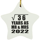 6th Anniversary Square Root of 36 Years As Mr & Mrs 2022 - Star Ornament