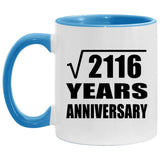 46th Anniversary Square Root of 2116 Years Anniversary - 11oz Accent Mug Blue