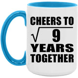 3rd Anniversary Cheers To Square Root of 9 Years Together - 15oz Accent Mug Blue