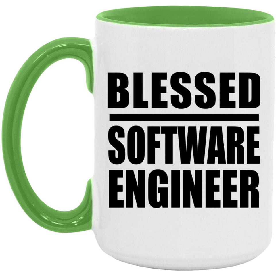 Blessed Software Engineer - 15oz Accent Mug Green