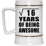 4th Birthday Square Root of 16 Years of Being Awesome - Beer Stein