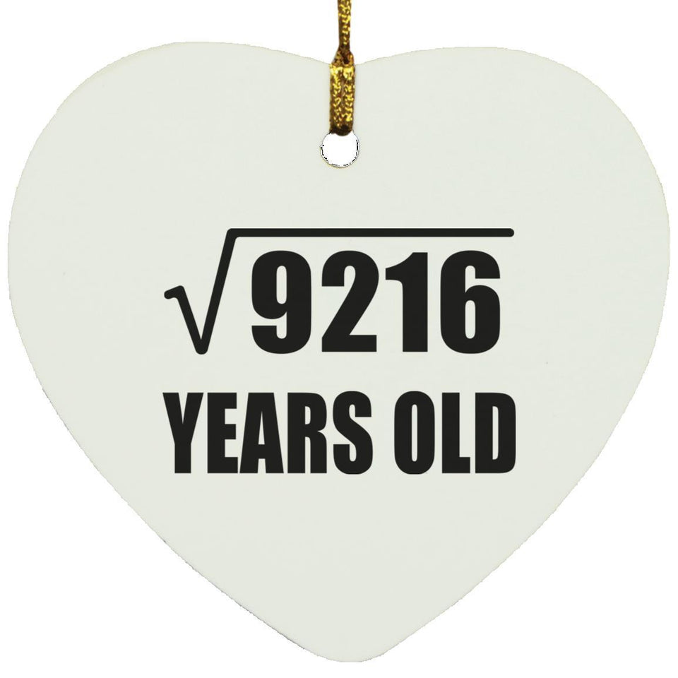 96th Birthday Square Root of 9216 Years Old - Heart Ornament
