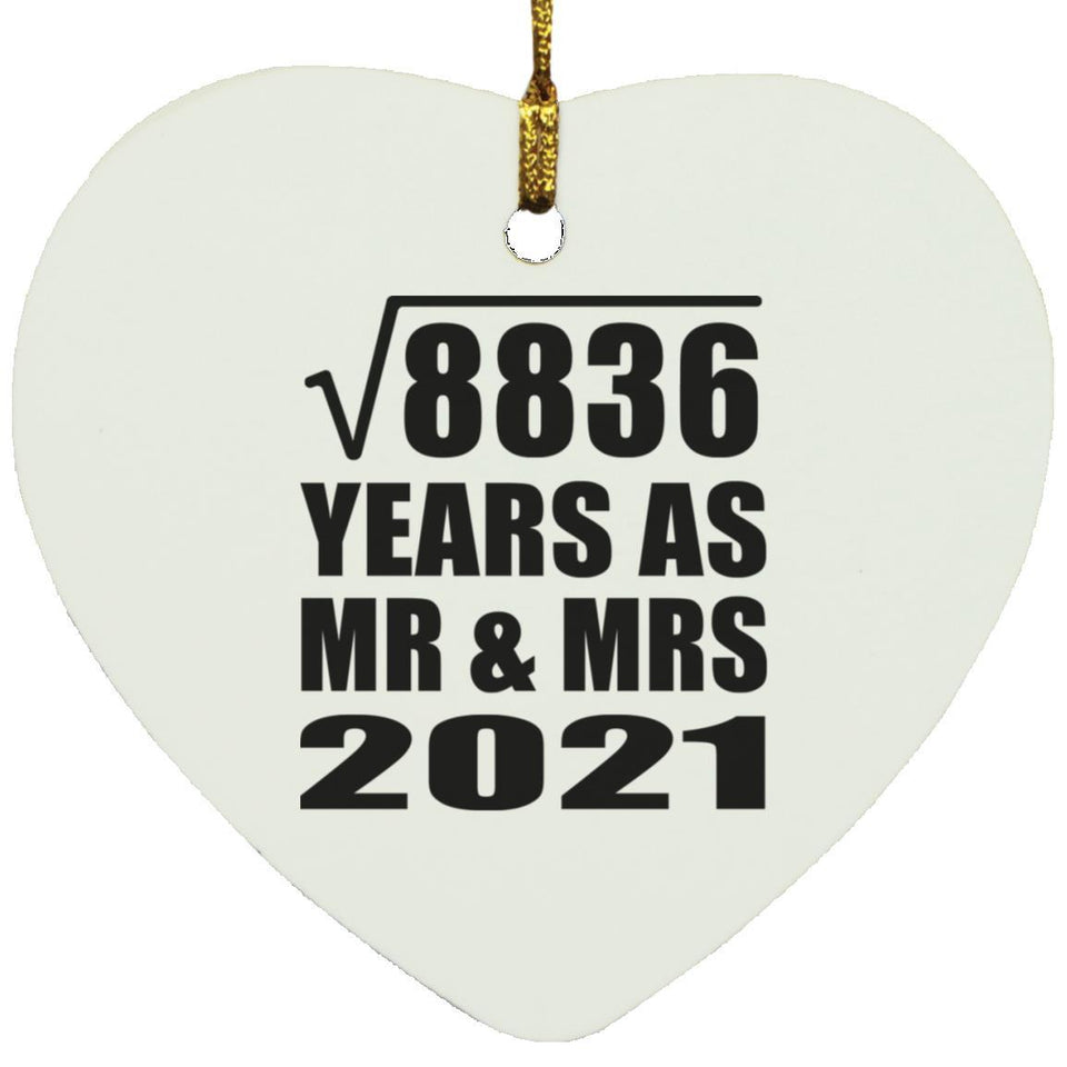 94th Anniversary Square Root of 8836 Years As Mr & Mrs 2021 - Heart Ornament