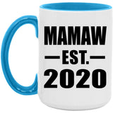Mamaw Established EST. 2020 - 15oz Accent Mug Blue