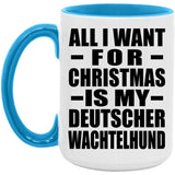 All I Want For Christmas Is My Deutscher Wachtelhund - 15oz Accent Mug Blue