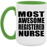 Most Awesome Registered Nurse - 15oz Accent Mug Green
