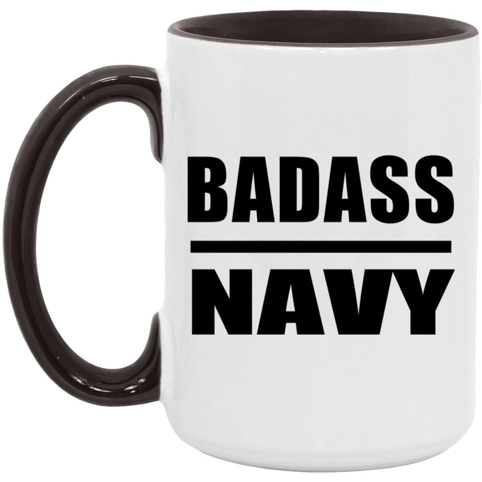 Badass Navy - 15oz Accent Mug Black