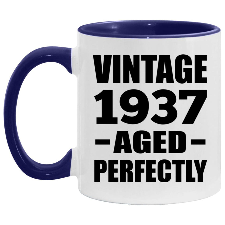 87th Birthday Vintage 1937 Aged Perfectly - 11oz Accent Mug Purple