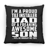 Proud Tile Installer Dad Of Awesome Son - Throw Pillow Black