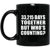91st Anniversary 33,215 Days Together But Who's Counting - 11 Oz Coffee Mug Black