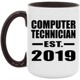 Computer Technician Established EST. 2019 - 15oz Accent Mug Black