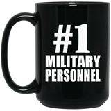 Number One #1 Military Personnel - 15 Oz Coffee Mug Black