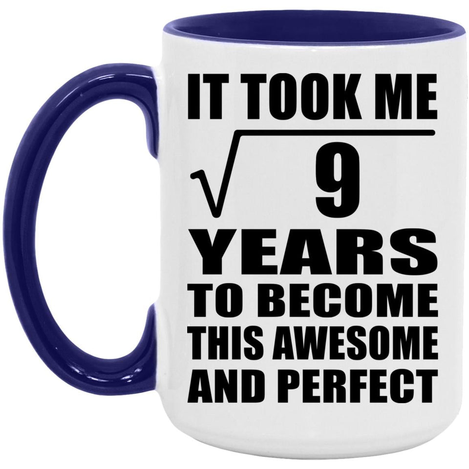 3rd Birthday Took Square Root of 9 Years To Awesome - 15oz Accent Mug Purple