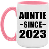 Auntie Since 2023 - 15oz Accent Mug Pink