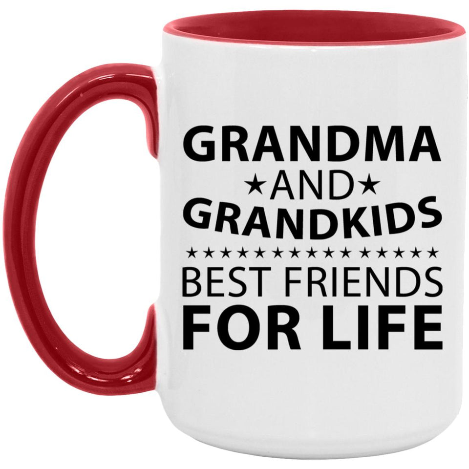 Grandma and Grandkids, Best Friends For Life - 15oz Accent Mug Red