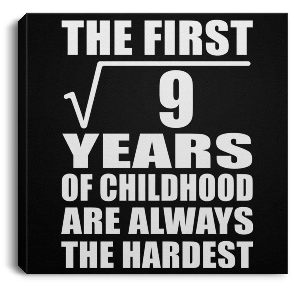 3rd Birthday Square Root of 9 Years of Childhood - Canvas Square