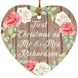 First Christmas As Mr & Mrs Richardson - Heart Ornament B