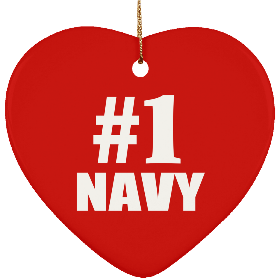 Number One #1 Navy - Heart Ornament