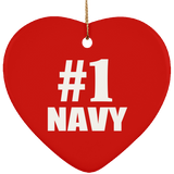 Number One #1 Navy - Heart Ornament