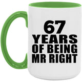 67th Anniversary 67 Years Of Being Mr Right - 15oz Accent Mug Green