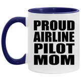 Proud Airline Pilot Mom - 11oz Accent Mug Purple