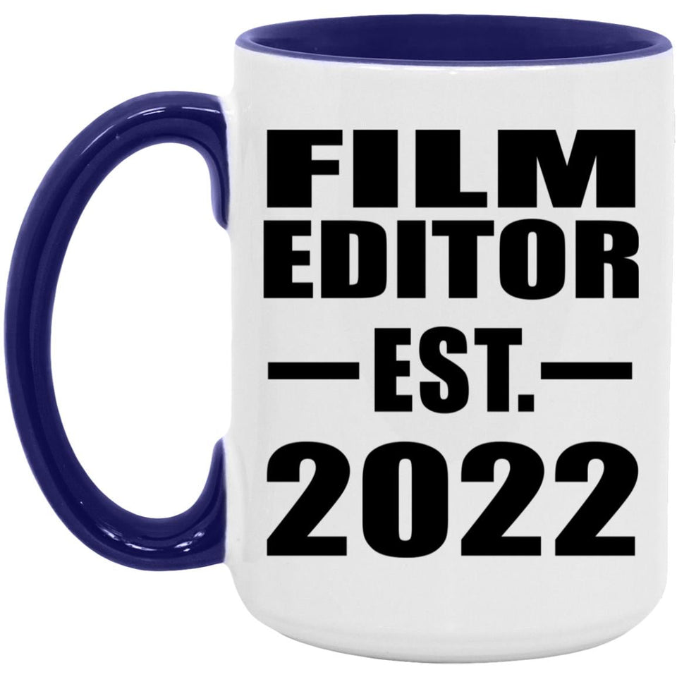 Film Editor Established EST. 2022 - 15oz Accent Mug Purple