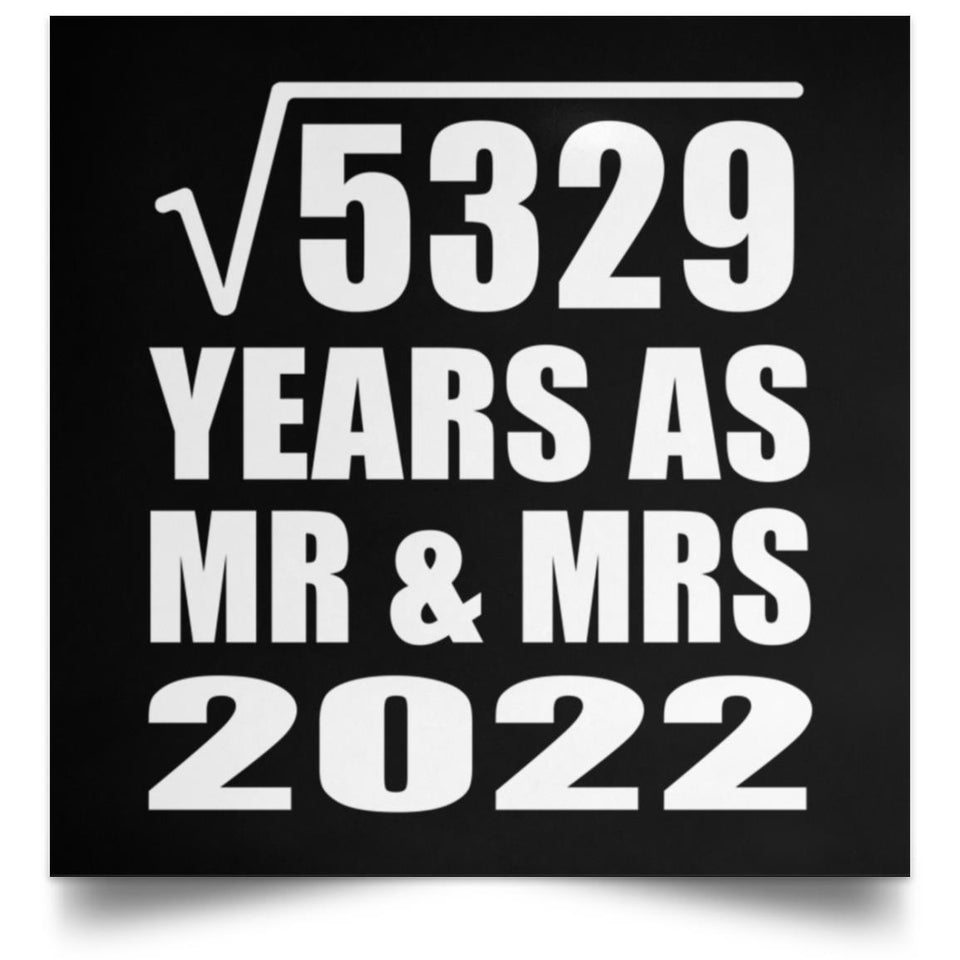73rd Anniversary Square Root of 5329 Years As Mr & Mrs 2022 - Poster Square
