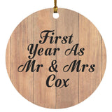 First Year As Mr & Mrs Cox - Circle Ornament C