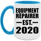Equipment Repairer Established EST. 2020 - 15oz Accent Mug Blue