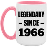 58th Birthday Legendary Since 1966 - 15oz Accent Mug Pink