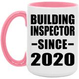 Building Inspector Since 2020 - 15oz Accent Mug Pink