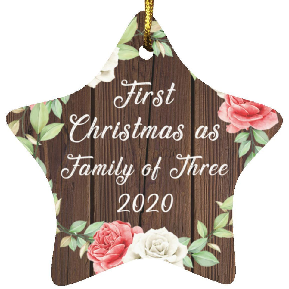 First Christmas As Family Of Three 2020 - Star Ornament A