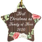 First Christmas As Family Of Three 2020 - Star Ornament A