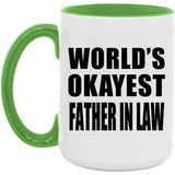 World's Okayest Father In Law - 15oz Accent Mug Green