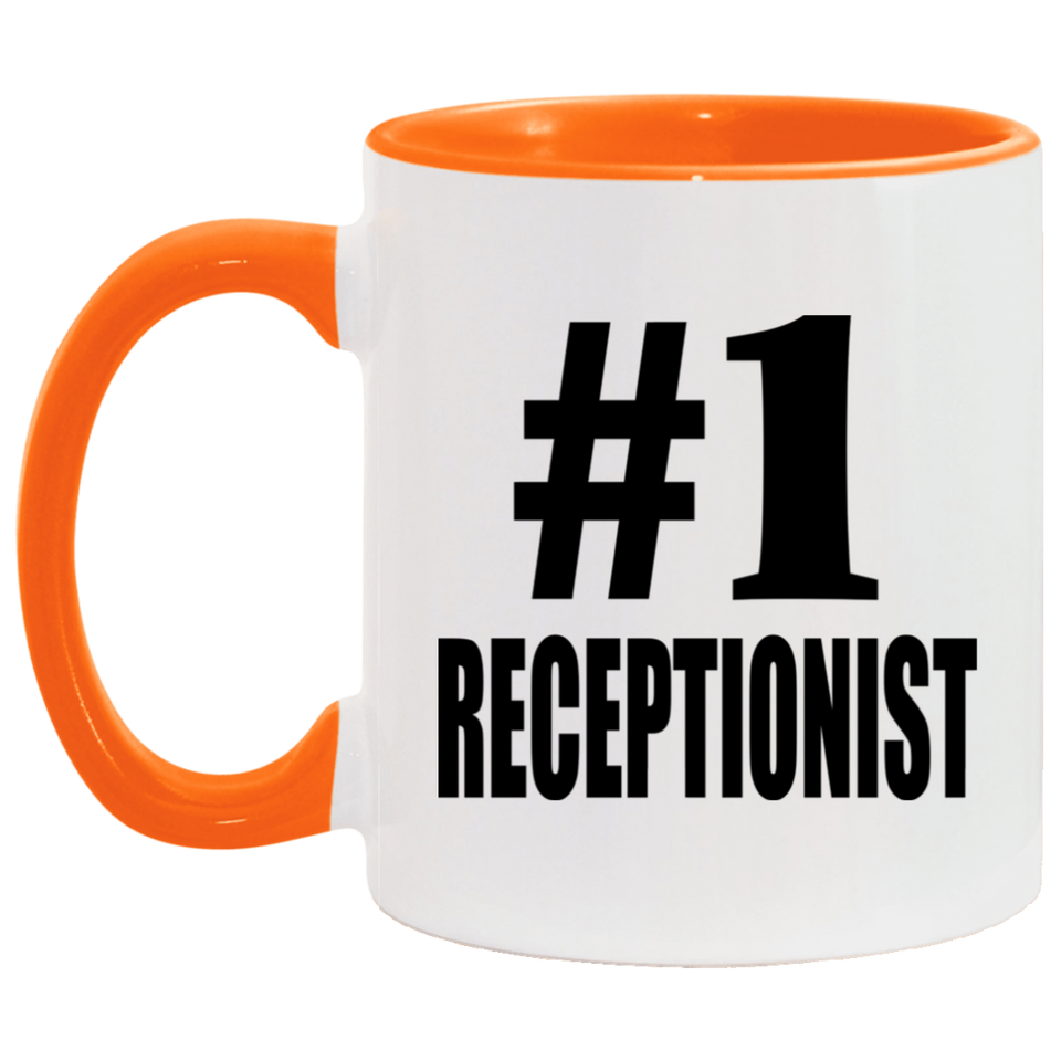 Number One #1 Receptionist - 11oz Accent Mug Orange
