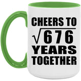 26th Anniversary Cheers To Square Root of 676 Years Together - 15oz Accent Mug Green
