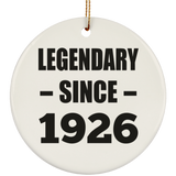 98th Birthday Legendary Since 1926 - Circle Ornament