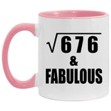 26th Birthday Square Root of 676 & Fabulous - 11oz Accent Mug Pink