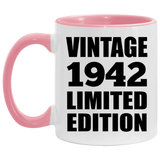 82nd Birthday Vintage 1942 Limited Edition - 11oz Accent Mug Pink